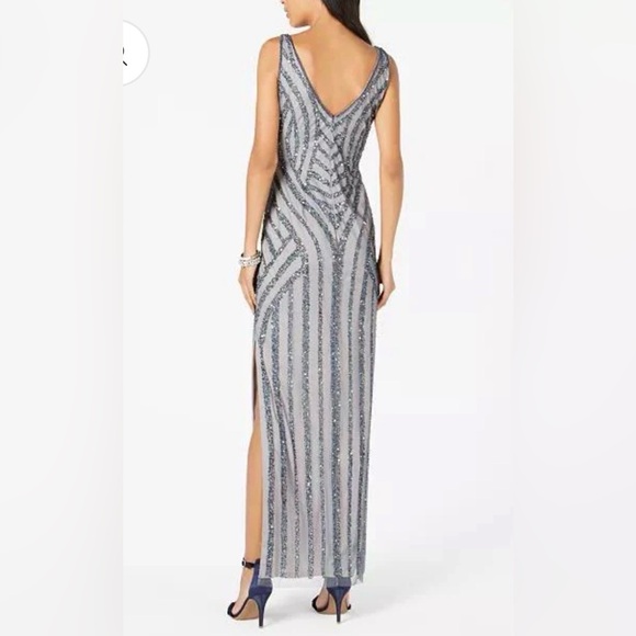 Adrianna Papell Gray Black Sheath Dress V-Neck Sleeveless - Picture 2 of 5